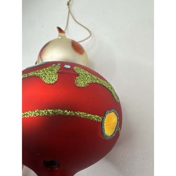 VTG Glass Puppy Dog Christmas Ornament Red Glitter Sweater Heart Bone Design - Picture 8 of 11